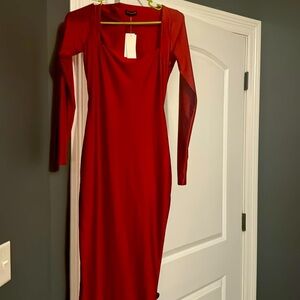 Naked wardrobe tight red dress